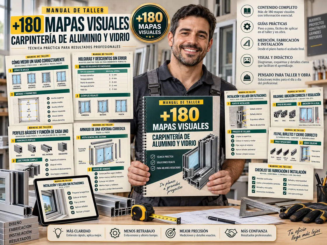 Colección de +180 mapas visuales de carpintería de aluminio y vidrio