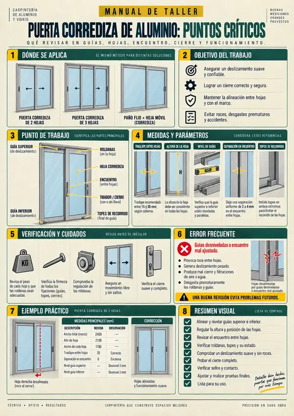 Puerta corrediza: puntos críticos